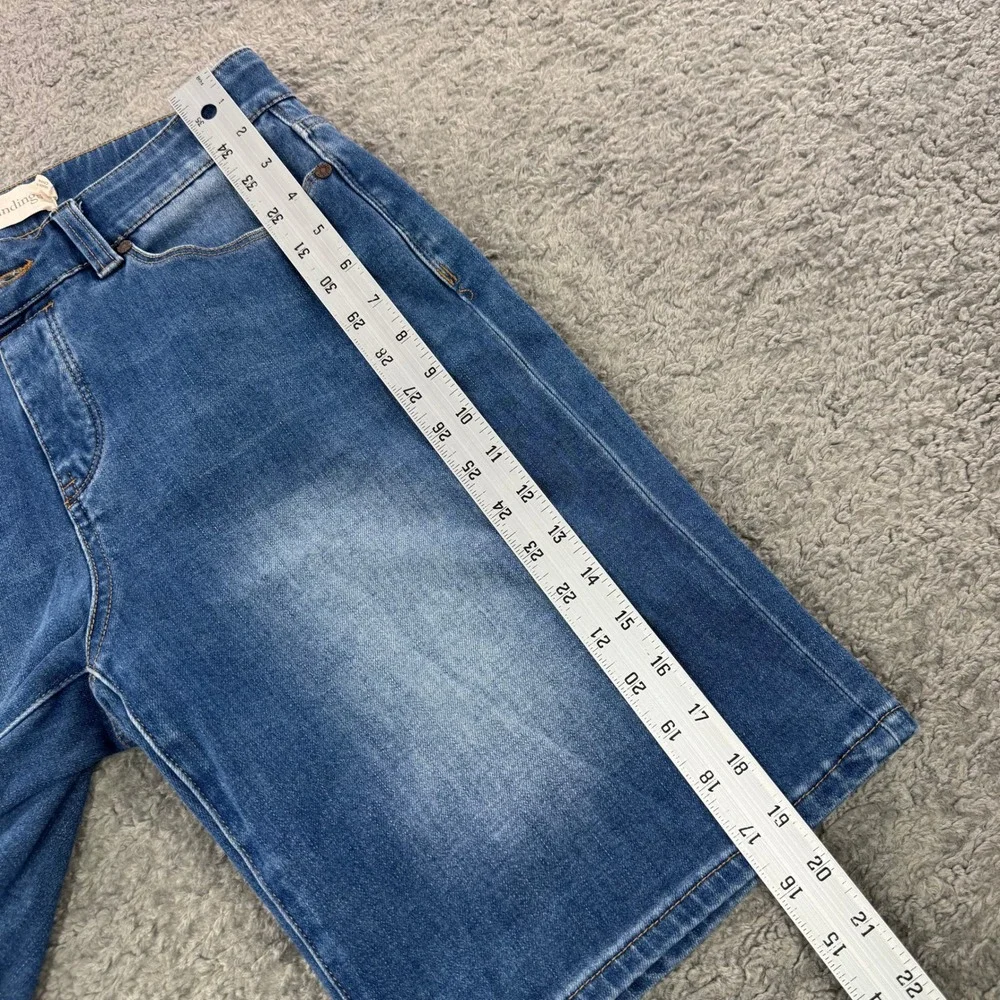 Soft Surroundings Womens Blue Denim Bermuda Shorts High‎ Rise Stretch Size S